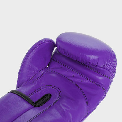 GANTS ET CASQUE DE BOXE EN CUIR VÉRITABLE AVEC PROTÈGE-TIBIAS - VIOLET