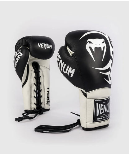 Gants de Boxe Pro Venum Giant 2.0 Mike Tyson avec Lacets - Noir Profond/Blanc Optique